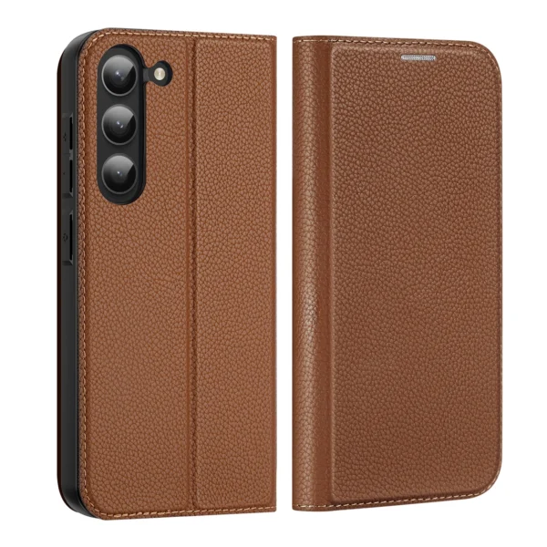 Dux Ducis Skin X2 case Samsung Galaxy S23+ flip case wallet stand browneng