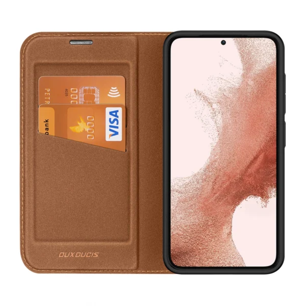 Dux Ducis Skin X2 case Samsung Galaxy S23+ flip case wallet stand browneng