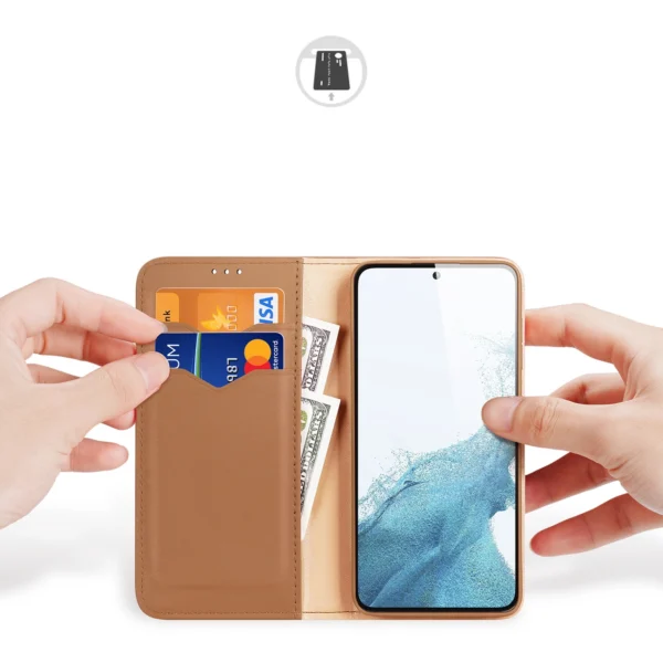 Dux Ducis Hivo case Samsung Galaxy S23+ flip cover wallet stand RFID blocking browneng