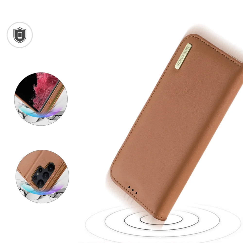 Dux Ducis Hivo Case for Samsung Galaxy S23 Ultra Flip Cover Wallet Stand RFID Blocking Browneng