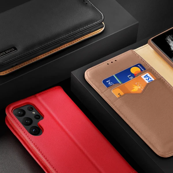 Dux Ducis Hivo Case for Samsung Galaxy S23 Ultra Flip Cover Wallet Stand RFID Blocking Browneng