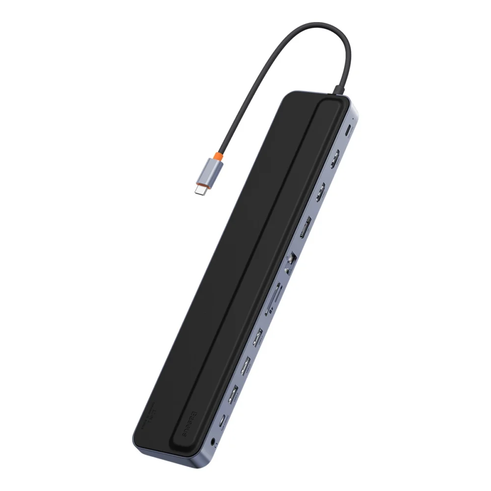 Baseus EliteJoy Gen2 universal USB HUB 12in1 with USB-C cable 25cm notebook stand USB-A / USB-C / DP / HDMI / SD / TF / RJ45 / 3.5mm jack / PD 100W gray (WKSX030213)eng