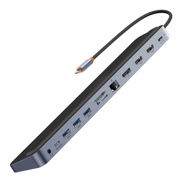 Baseus EliteJoy Gen2 universal USB HUB 12in1 with USB-C cable 25cm notebook stand USB-A / USB-C / DP / HDMI / SD / TF / RJ45 / 3.5mm jack / PD 100W gray (WKSX030213)eng
