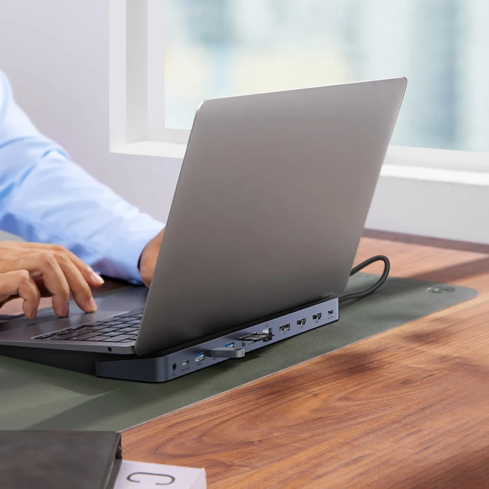 Baseus EliteJoy Gen2 universal USB HUB 12in1 with USB-C cable 25cm notebook stand USB-A / USB-C / DP / HDMI / SD / TF / RJ45 / 3.5mm jack / PD 100W gray (WKSX030213)eng