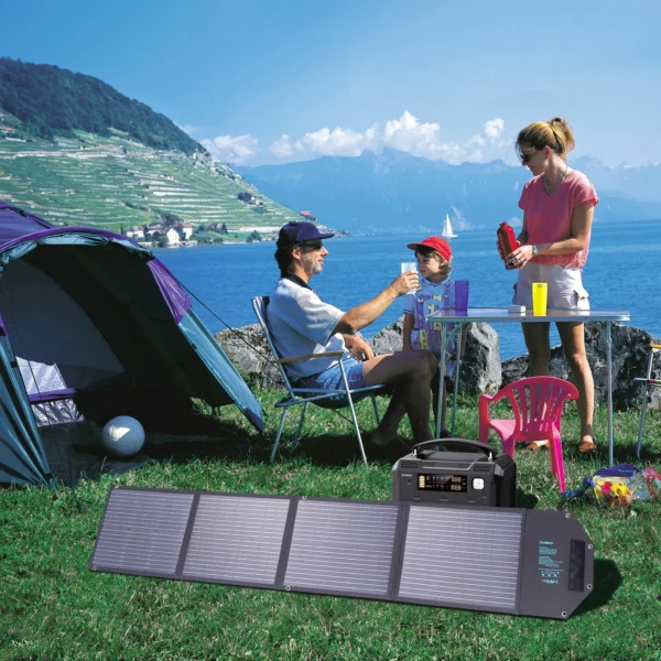 Choetech SC009-V2 solar foldable charger 100W USB-C / 2x USB-A PD QC - blackeng