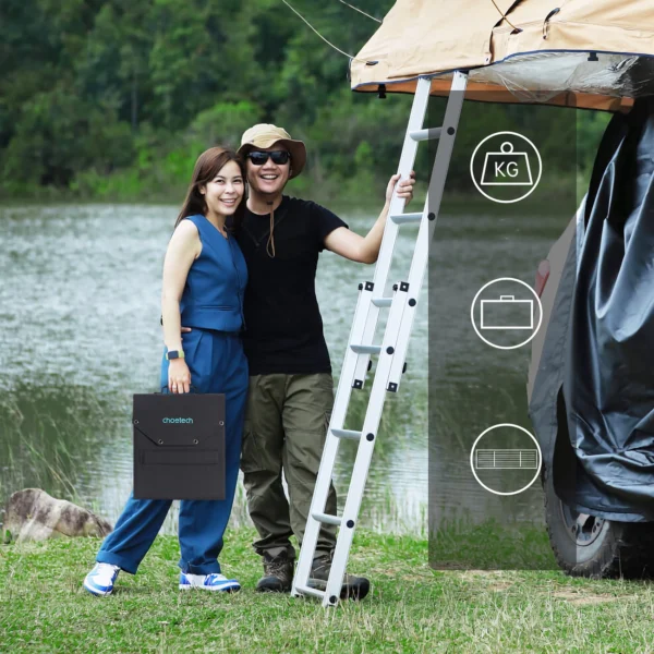 Choetech SC009-V2 solar foldable charger 100W USB-C / 2x USB-A PD QC - blackeng