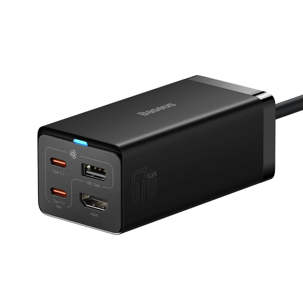 Baseus fast charger GaN5 Pro HUB HDMI 2 x USB-C / USB-A / HDMI 4K 30Hz 1.5m black + USB-C cable - USB-C 100W 40Gb/s (USB4) 1m (CCGP110201)eng