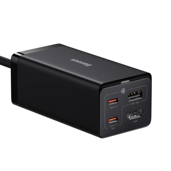 Baseus fast charger GaN5 Pro HUB HDMI 2 x USB-C / USB-A / HDMI 4K 30Hz 1.5m black + USB-C cable - USB-C 100W 40Gb/s (USB4) 1m (CCGP110201)eng