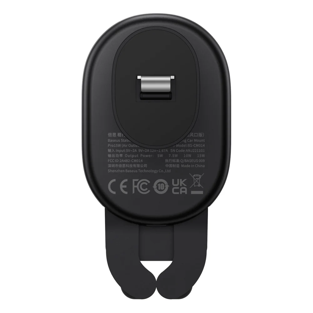 Baseus car holder with built-in 15W inductive charger for air vent blackeng