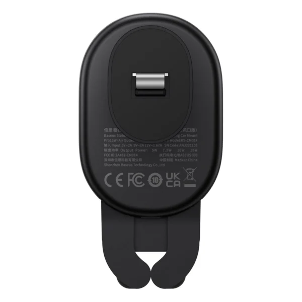 Baseus car holder with built-in 15W inductive charger for air vent blackeng