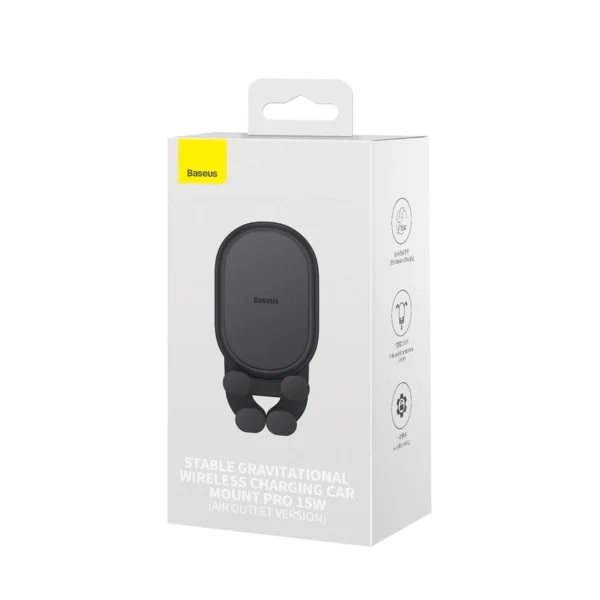 Baseus car holder with built-in 15W inductive charger for air vent blackeng