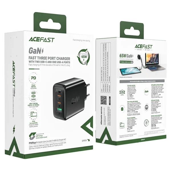 Acefast fast charger GaN (2x USB-C / USB-A) PPS / PD / QC4+ 65W white (A41)eng