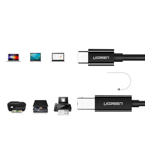 Ugreen printer cable USB-C - USB-B 480Mb/s 2m black (US241)eng