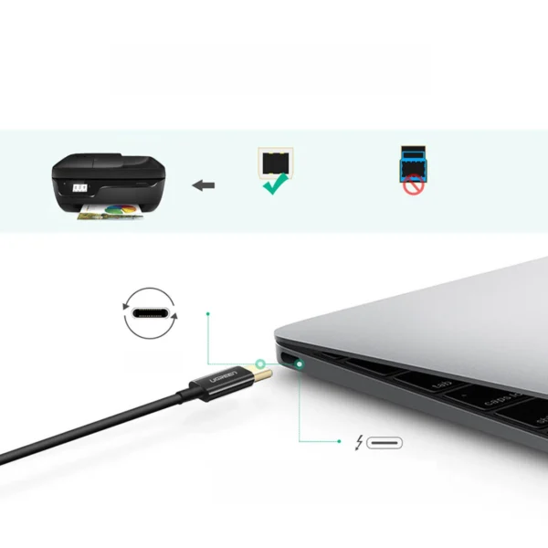 Ugreen printer cable USB-C - USB-B 480Mb/s 2m black (US241)eng