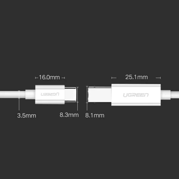 Ugreen printer cable USB-C - USB-B 480Mb/s 1m white (US241)eng