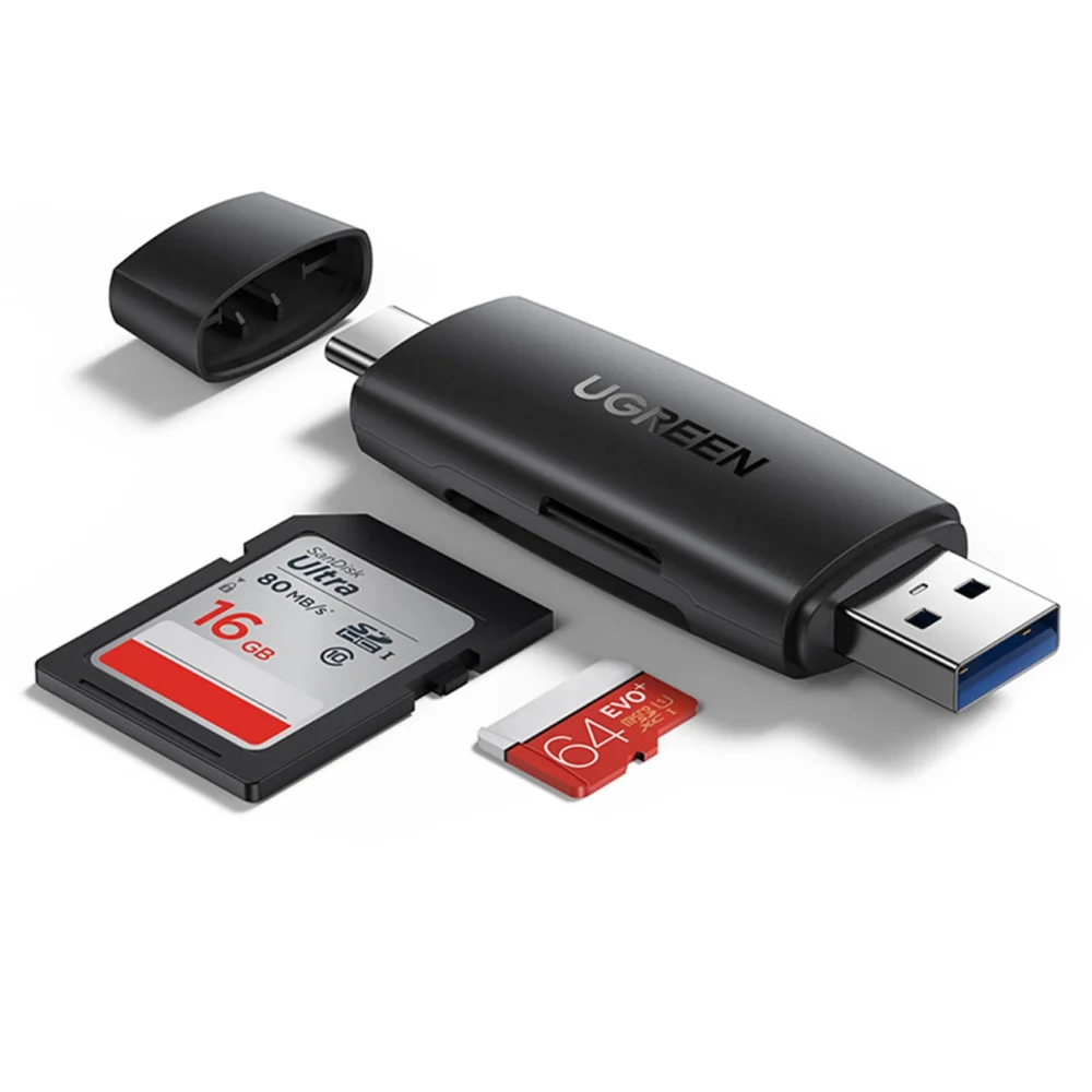 Ugreen adapter SD / micro SD card reader (USB-A / USB-C) black (CM304)eng