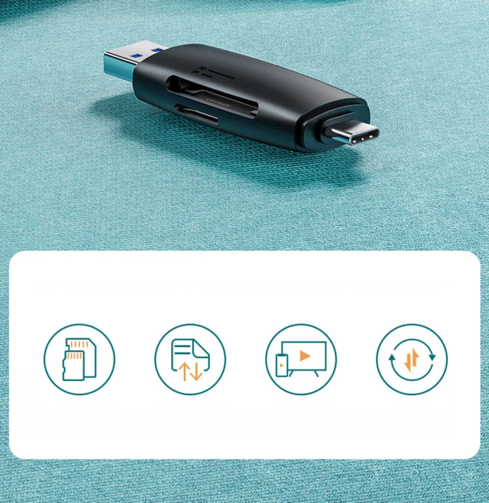 Ugreen adapter SD / micro SD card reader (USB-A / USB-C) black (CM304)eng