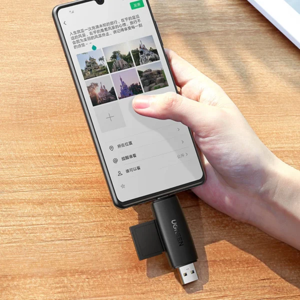 Ugreen adapter SD / micro SD card reader (USB-A / USB-C) black (CM304)eng