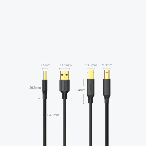 Ugreen printer cable USB-A - USB-B 480Mb/s 5m black (US135)eng