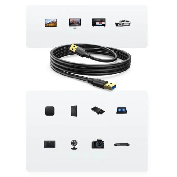 Ugreen US128 10369 USB-A 3.0 / USB-A 3.0 5Gb/s 0.5m cable - blackeng