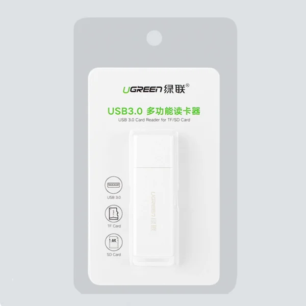 Ugreen portable TF/SD card reader for USB 3.0 white (CM104)eng