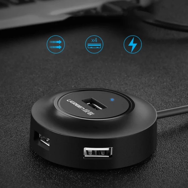 Ugreen HUB USB2.0 4x USB-A 480Mbps 1m white (CR106)eng
