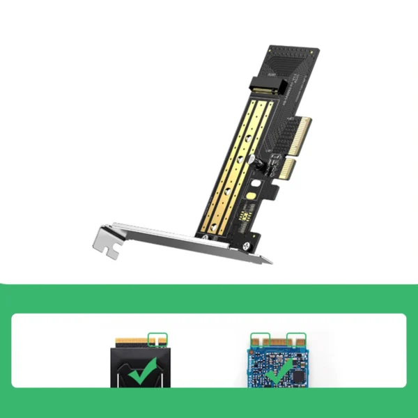 Ugreen expansion card disk adapter M.2 NVMe SATA (M, M+B key) PCIe 3.0 x4 32Gbps (CM302)eng