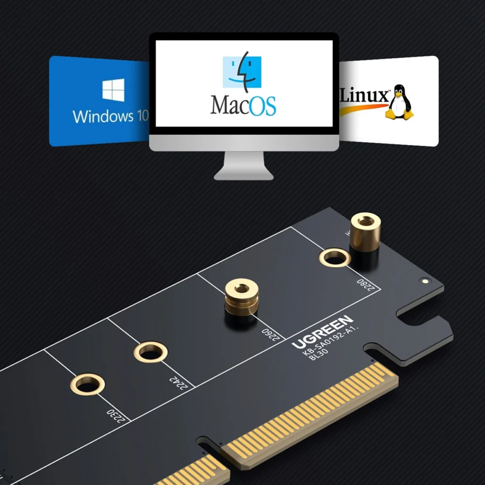 Ugreen CM465 PCIe 4.0 x4 to M.2 NVMe M-Key Expansion Card - Blackeng