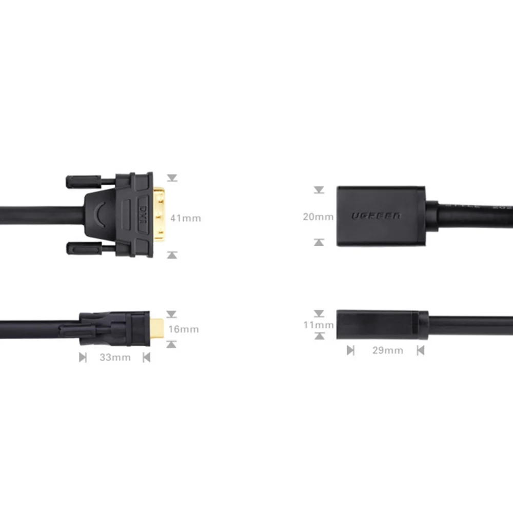 Ugreen cable adapter cable DVI (male) - HDMI (female) 0.15m black (20118)eng