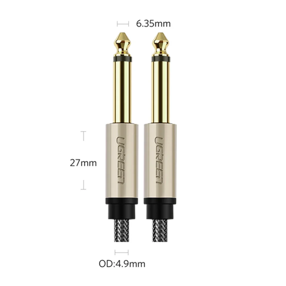 Ugreen AV128 10640 mono TS cable 6.35mm jack / 6.35mm jack 5m - grayeng