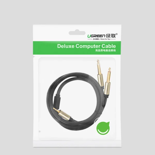 Ugreen cable audio cable mini jack 3.5 mm - 2 x jack 6.35 mm 1m gray (AV126)eng