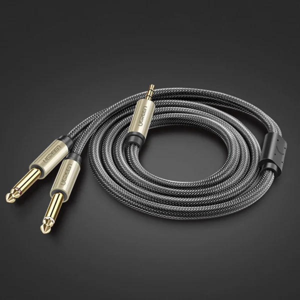 Ugreen cable audio cable mini jack 3.5 mm - 2 x jack 6.35 mm 1m gray (AV126)eng