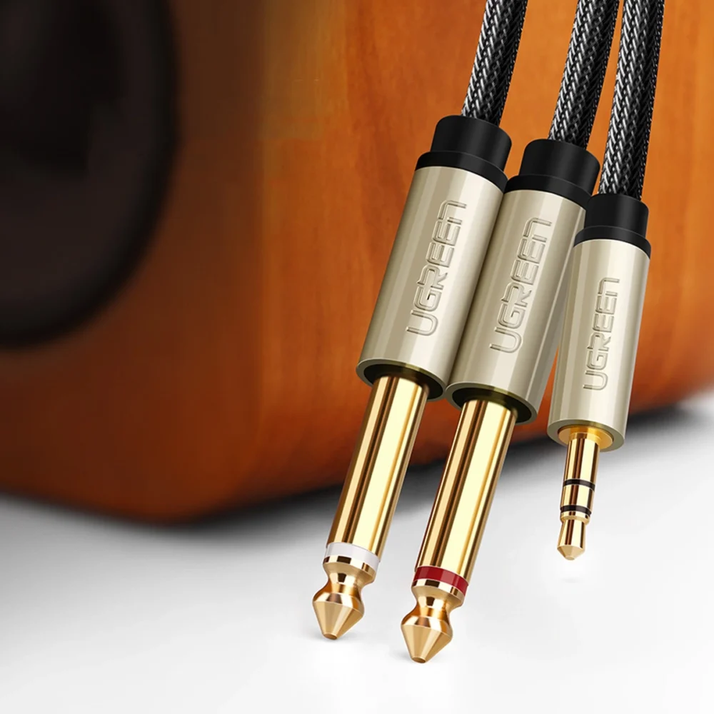 Ugreen cable audio cable mini jack 3.5 mm - 2 x jack 6.35 mm 1m gray (AV126)eng
