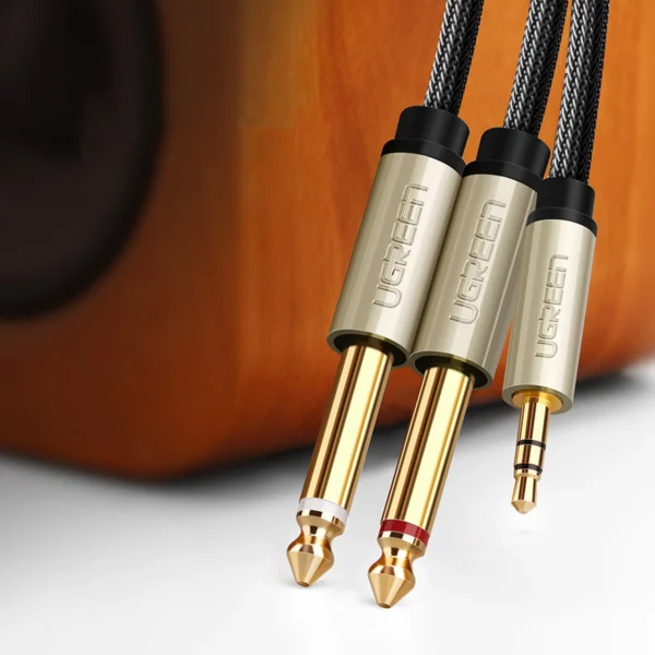 Ugreen cable audio cable mini jack 3.5 mm - 2 x jack 6.35 mm 1m gray (AV126)eng