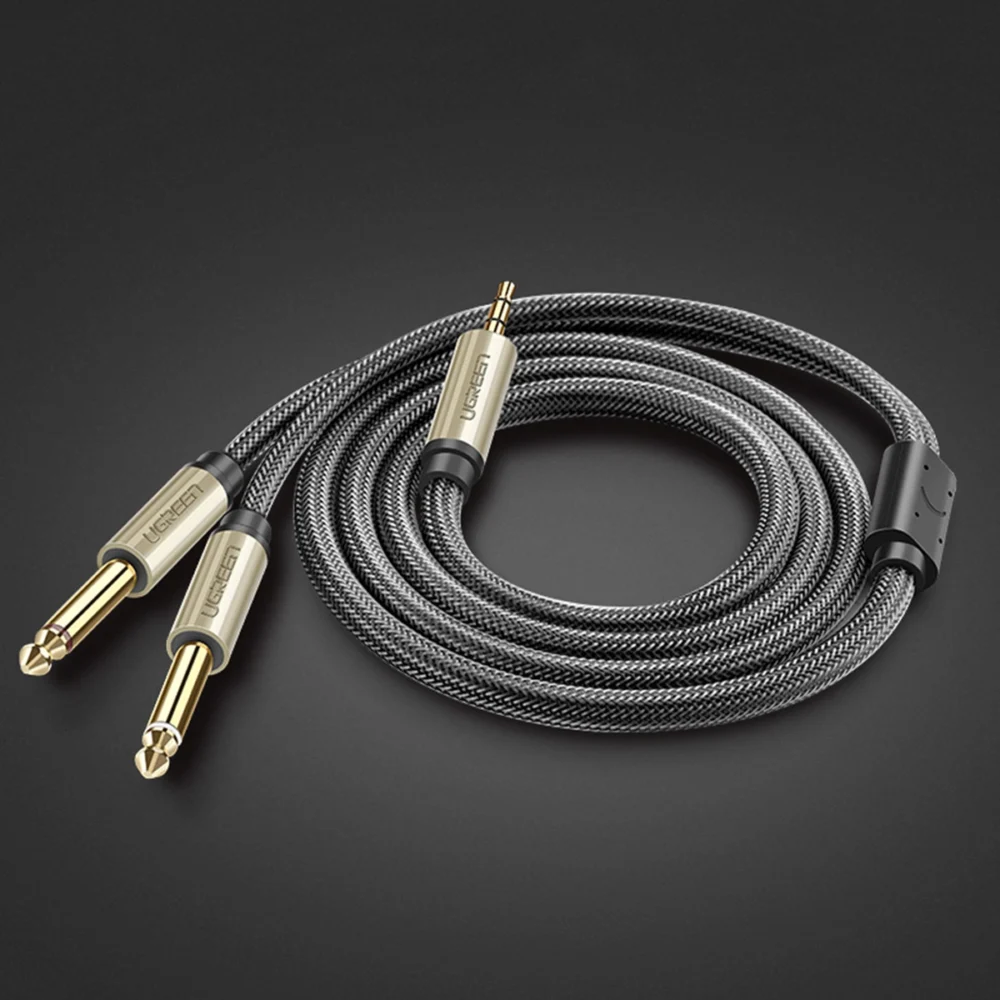 Ugreen audio cable mini jack 3.5 mm - 2 x jack 6.35 mm 2 m gray (AV126)eng