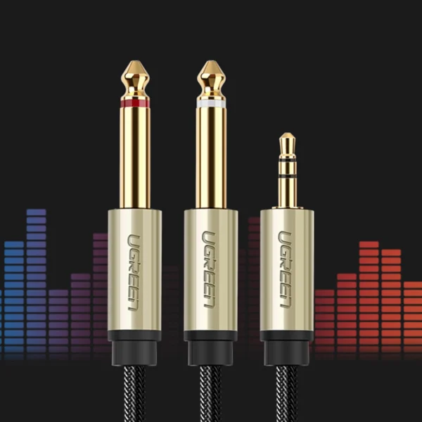 Ugreen audio cable mini jack 3.5 mm - 2 x jack 6.35 mm 2 m gray (AV126)eng