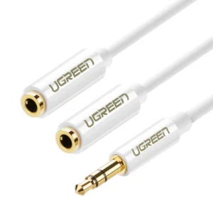 Ugreen cable cable headphone splitter mini jack 3.5 mm - 2 x mini jack 3.5 mm (2 x stereo output) 20cm white (AV134)eng