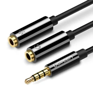 Ugreen cable cable headphone splitter mini jack 3.5 mm - 2 x mini jack 3.5 mm (microphone + stereo output) black (AV141)eng