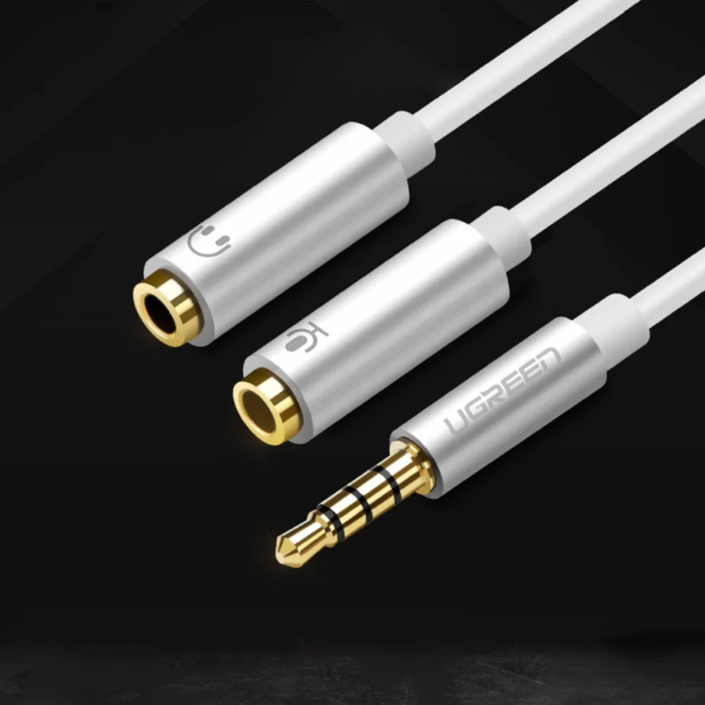 Ugreen cable cable headphone splitter mini jack 3.5 mm - 2 x mini jack 3.5 mm (microphone + stereo output) black (AV141)eng