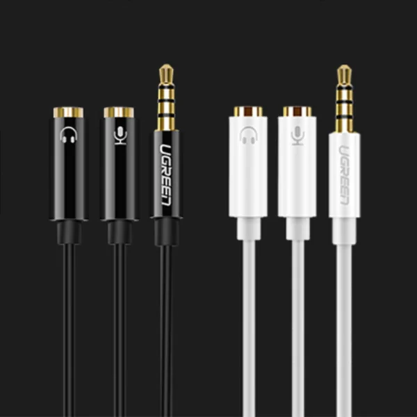 Ugreen cable cable headphone splitter mini jack 3.5 mm - 2 x mini jack 3.5 mm (microphone + stereo output) black (AV141)eng