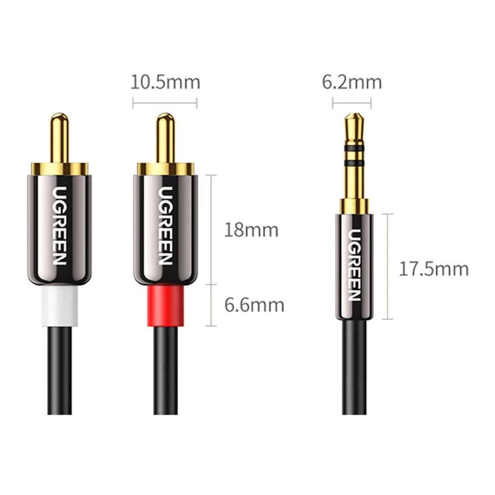 Ugreen AV116 10583 audio cable mini jack 3.5mm (male) / 2RCA (male) 1.5m - blackeng