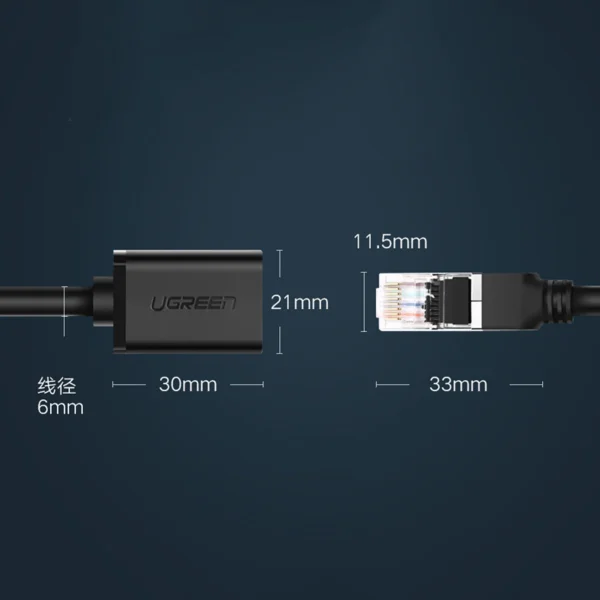 Ugreen NW112 11279 Ethernet Network Cable RJ45 (female) - RJ45 (male) F/UTP Cat. 6 1 Gbps 1m - blackeng