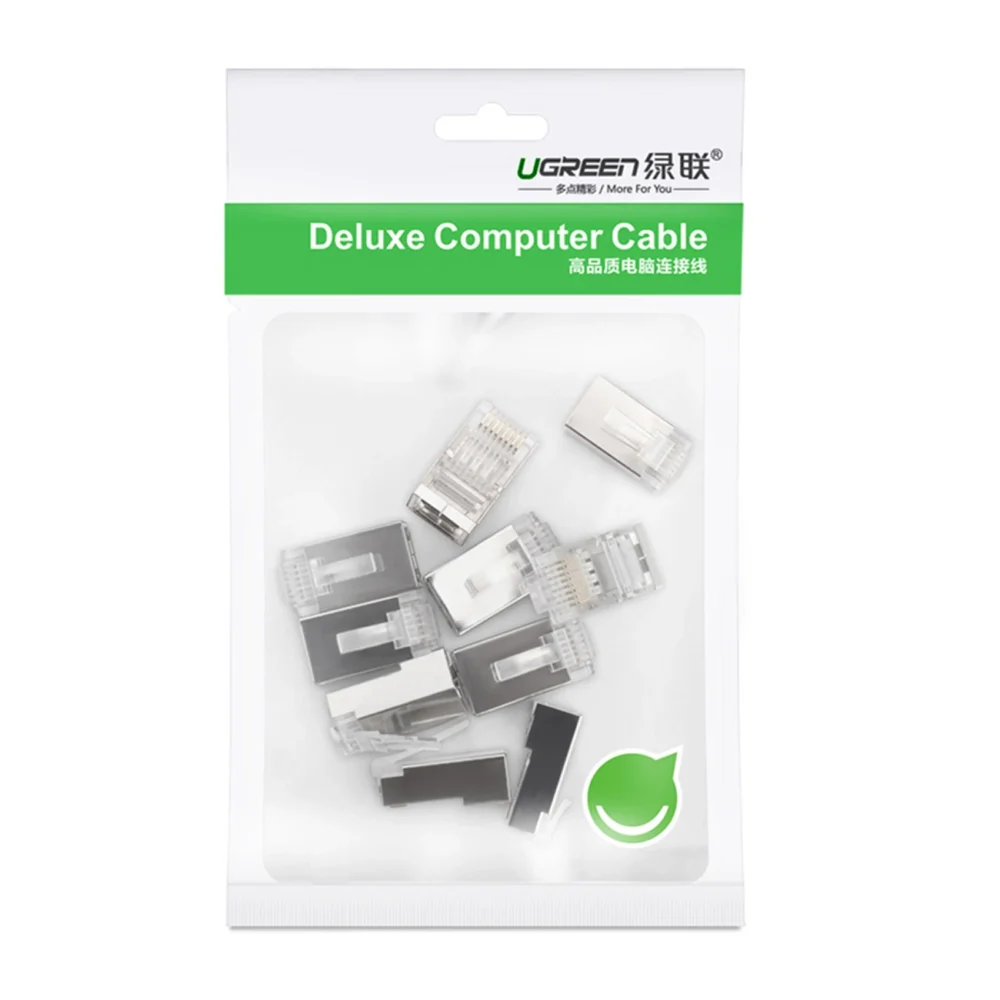 Ugreen 10x plug end RJ45 8P8C (UTP Cat. 6 / Cat. 5 / Cat. 5e) silver (NW111)eng