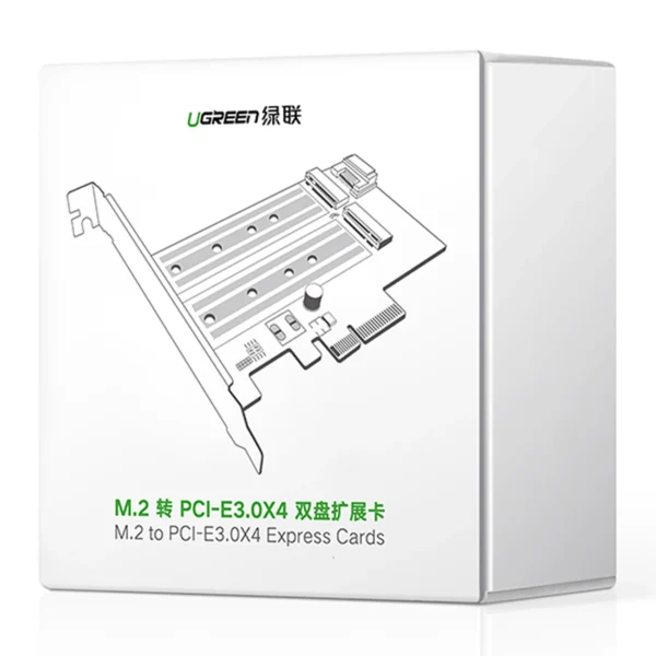Ugreen expansion card adapter PCIe 3.0 x4 to SSD M.2 M-Key / M.2 B-Key black (CM302)eng