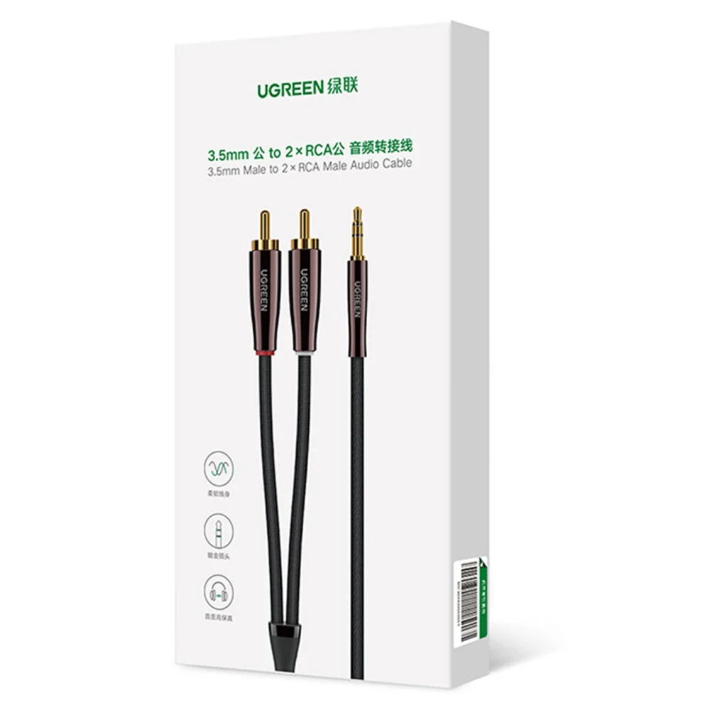 Ugreen cable audio cable 3.5 mm mini jack (male) - 2RCA (male) 2m copper (AV170)eng