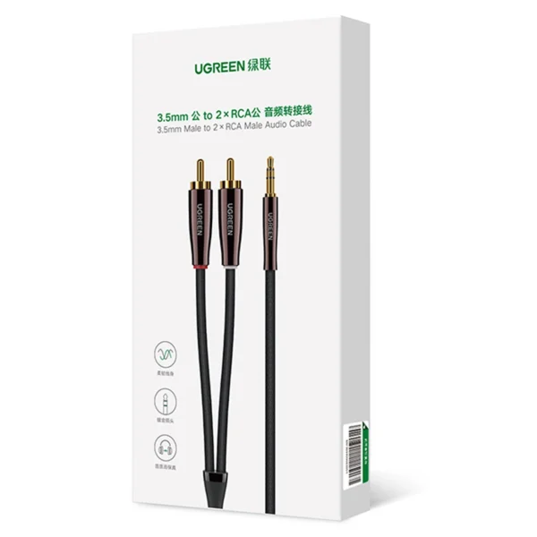 Ugreen cable audio cable 3.5 mm mini jack (male) - 2RCA (male) 2m copper (AV170)eng