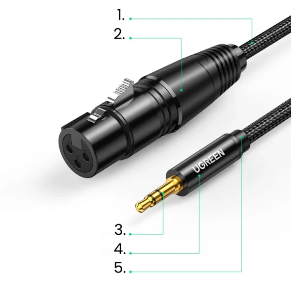 Ugreen audio cable 3.5mm mini jack (male) - XLR (female) 1m black (AV182)eng