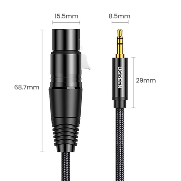 Ugreen audio cable 3.5mm mini jack (male) - XLR (female) 1m black (AV182)eng