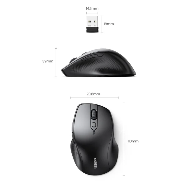 Ugreen ergonomic wireless computer mouse black (MU101)eng
