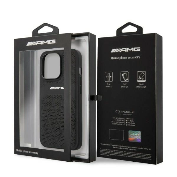 AMG Leather Curved Lines case for iPhone 13 Pro Max - blackeng